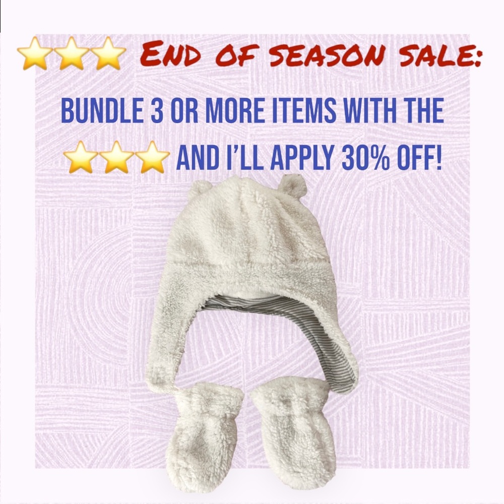 EUC. Carter’s - Sherpa hat and mittens - 0-9 months